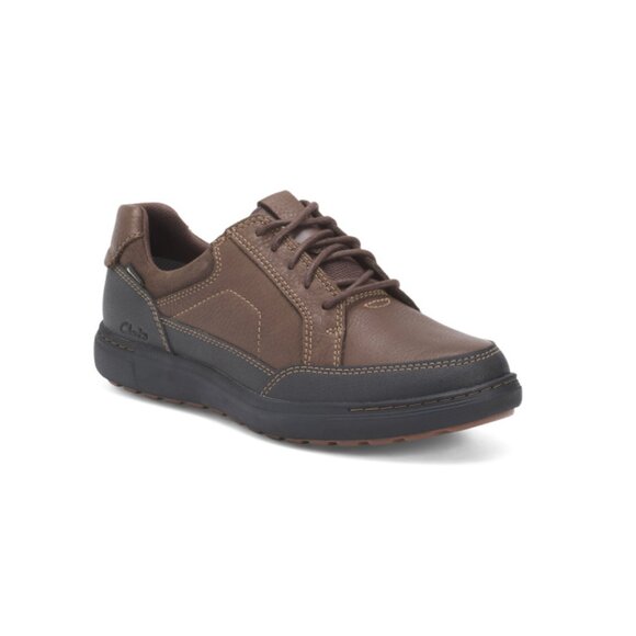 CLARKS Dark Brown Men's Leather Map Stone Low Gtx Sneakers - Picture 1 of 2
